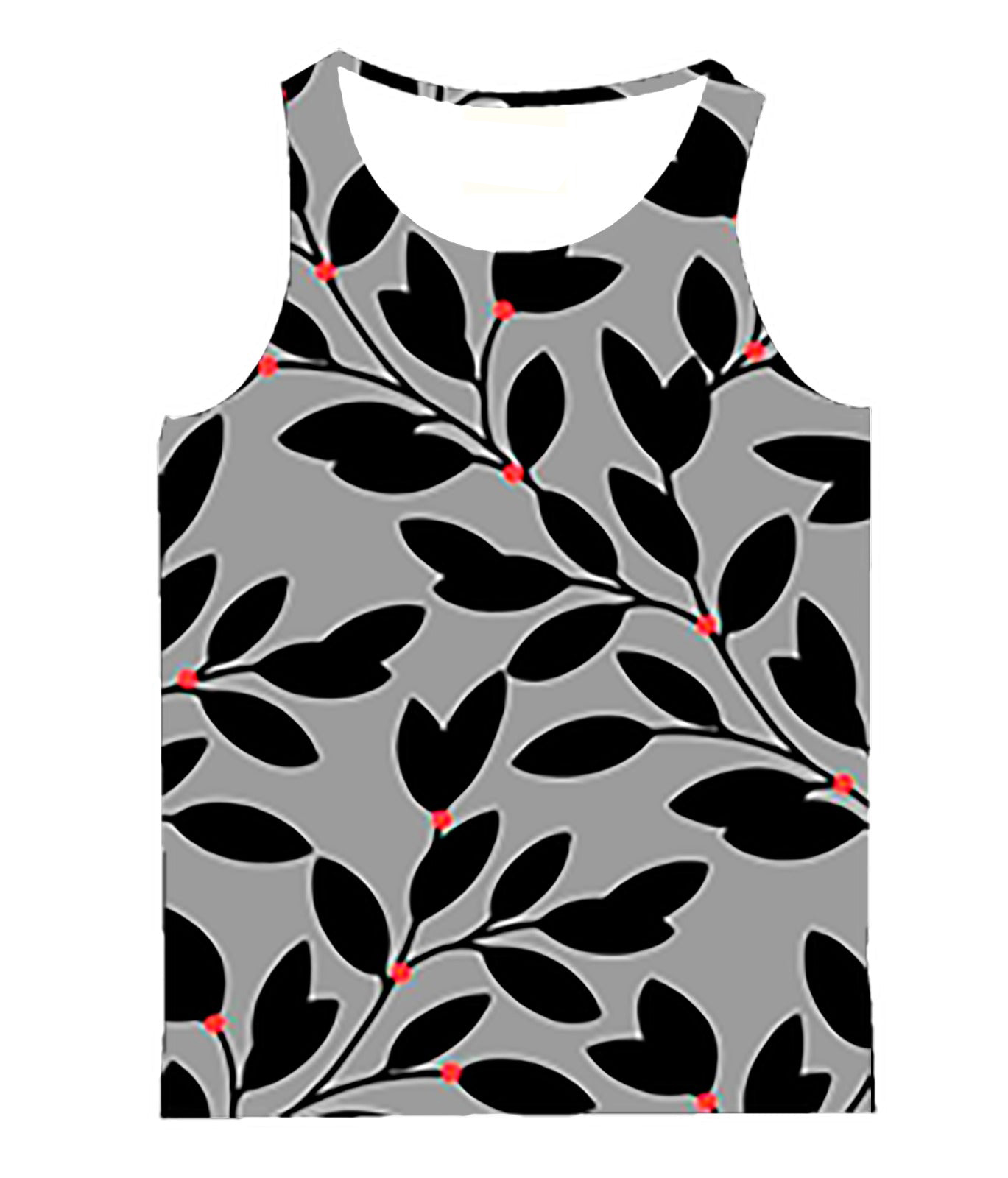 Monochrome Botanica Leaf Motif Tank Top